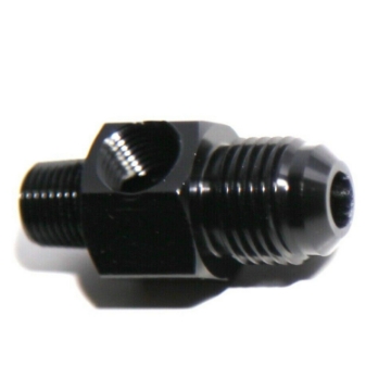 1xBlack AN6 Male to 1/8" NPT Male Straight w/1/8" NPT Gauge Port Fitting Adapter