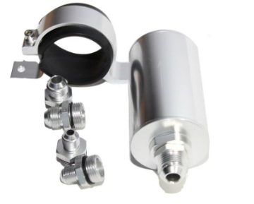 Picture of 50 Micron Inline Fuel Filter Mount High Flow Turbo 6/8/10AN Adapter Universal