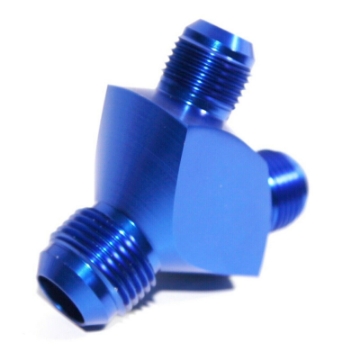 BLUE AN10 10-AN Male toAN12 12-AN Male Two Male Flare Y-Block Fitting Adapter
