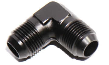 Picture of (one) 10AN Male to AN-10 Male 90 Degree Swivel Fuel Oil Gas Line Fitting Black