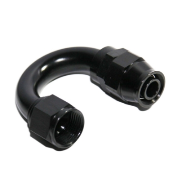 (one) AN12 12AN AN-12 180 Degree Swivel Fuel Oil Gas Line Hose End Fitting Black