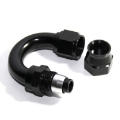 (one) AN12 12AN AN-12 180 Degree Swivel Fuel Oil Gas Line Hose End Fitting Black