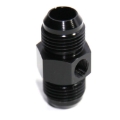 (one) Black AN10 Male to 10AN Male Straight Flare Fitting w/ 1/8NPT Gauge Port