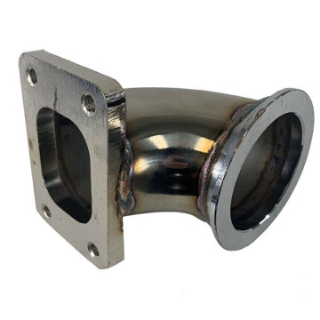 T2 4-Bolt to 2.5" V-Band 90 Degree Mild Steel Turbo Charger Flange Adapter