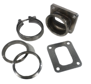 Picture of T4 4-Bolt to 3" V-Band Turbo Charger Flange Conversion Adapter Kit +Gasket+Clamp