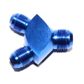 Universal AN10 10-AN Male to 2X AN8 8-AN Male Blue 3-Way Y-Block Fitting Adapter