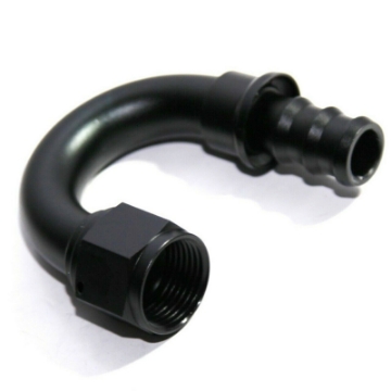 (one) 12AN AN-12 180° Swivel Fuel Oil Gas Line Push-on Hose End Fitting Black